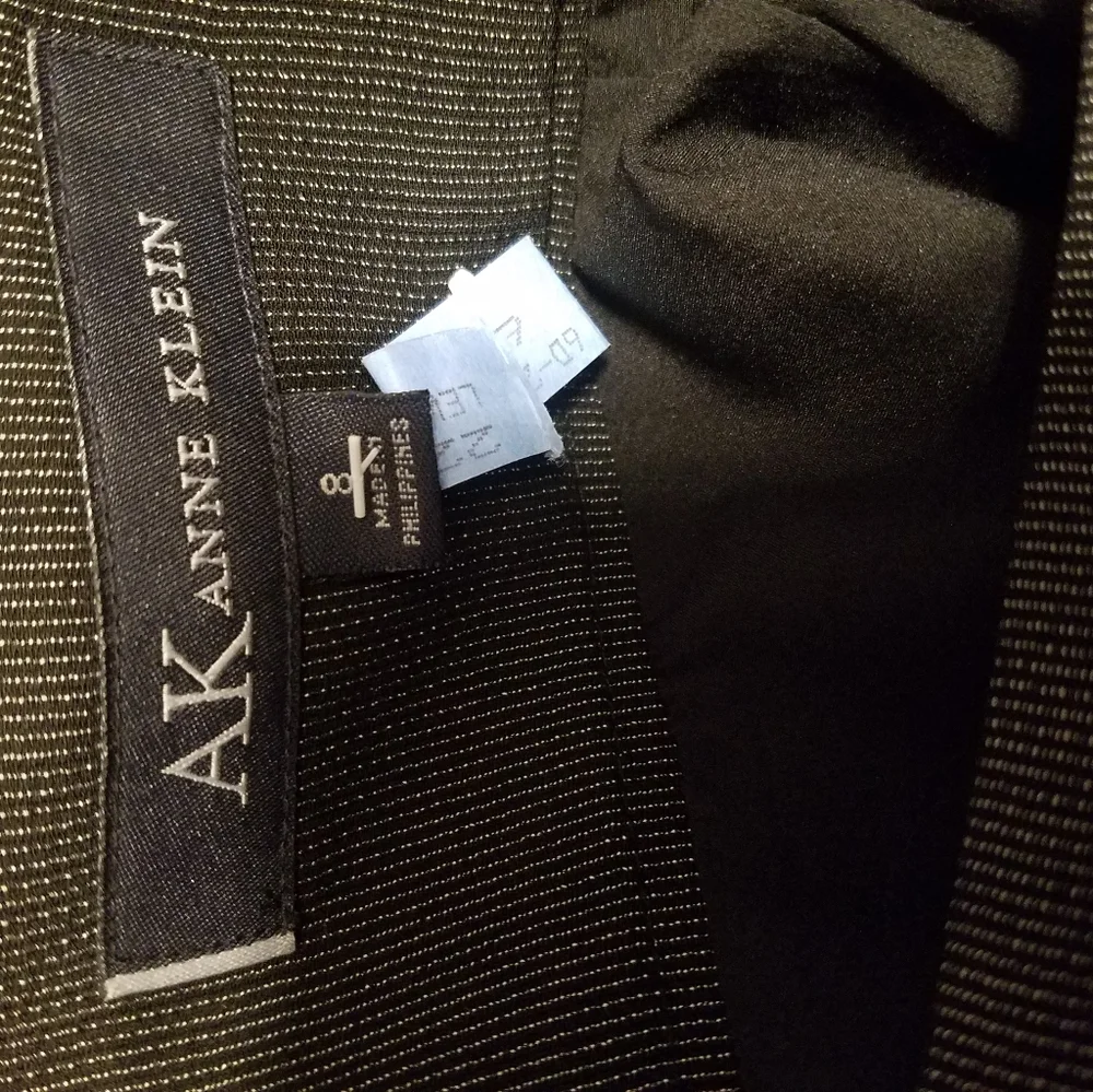 Anne Klein Skirt 8 Lined Black Thin Grey Stripe